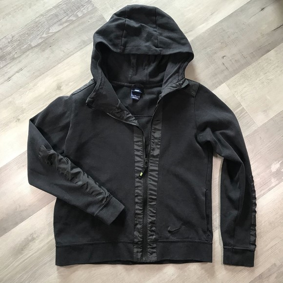 Women's Nike Full Zip Hoodie Jacket Coat Pockets Black sz Medium - Picture 1 of 11